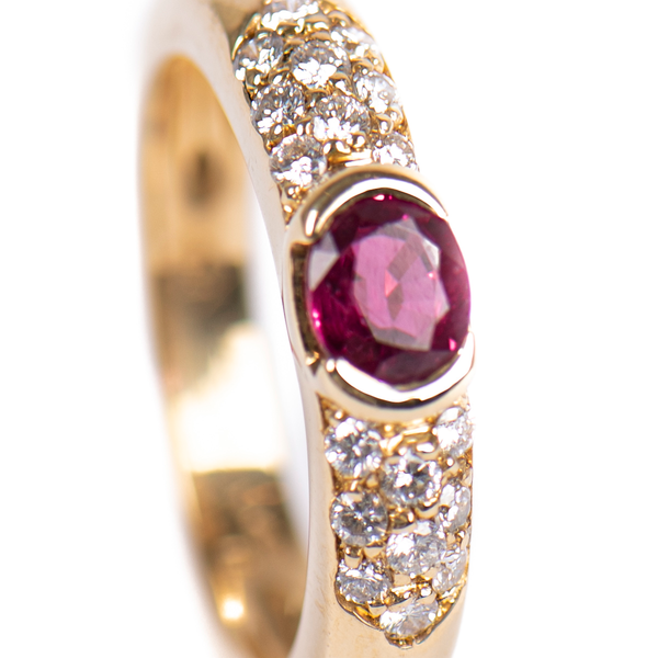 Rare! Authentic Piaget 18K Yellow Gold Diamond Ruby Cocktail Ring