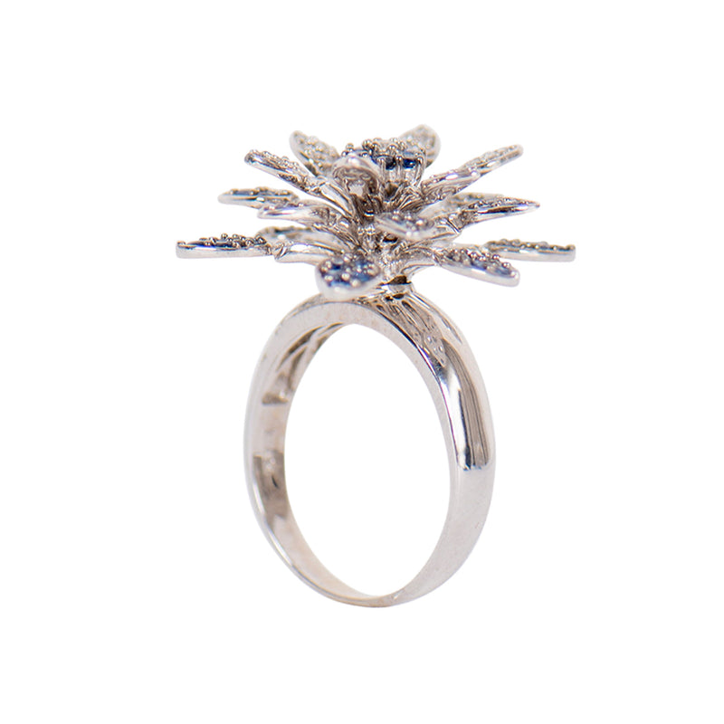 Pre-Owned Sapphire and Diamond Flower Ring