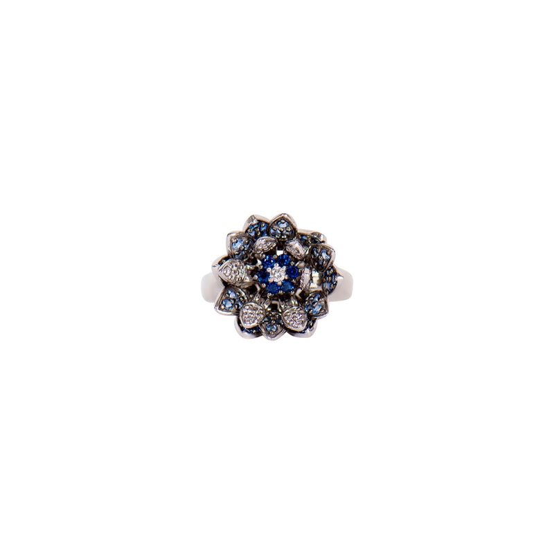 Pre-Owned Sapphire and Diamond Flower Ring