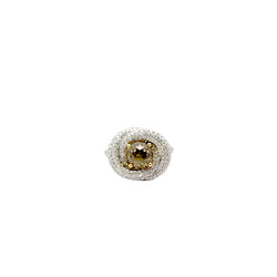 Pre-Owned Yellow Diamond Double Halo Ring