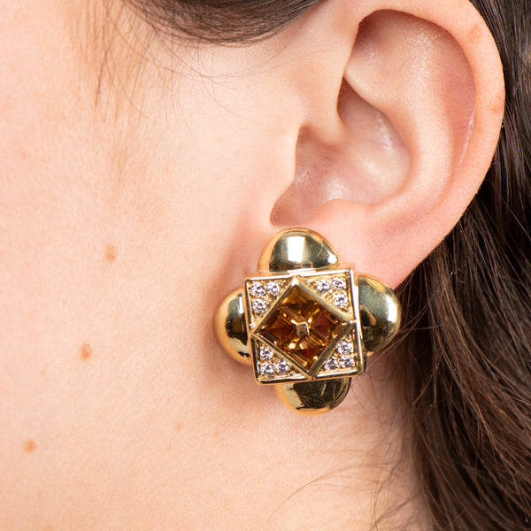 Pre-Owned Citrine and Diamond Earrings