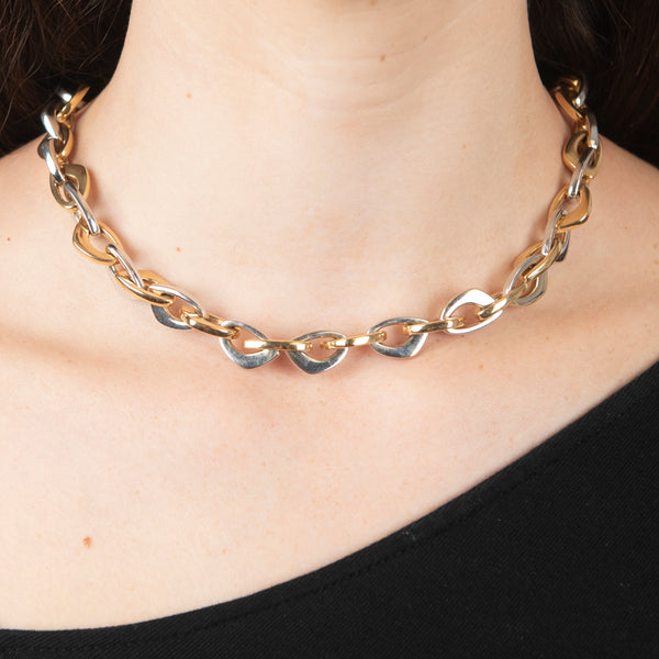 Pre-owned Two-Tone Bel-oro Geometric Link Necklace