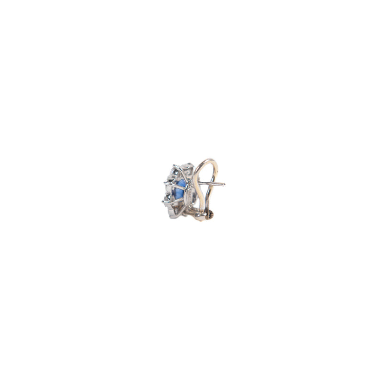 PRE-OWNED BLUE SAPPHIRE AND DIAMOND EARRINGS