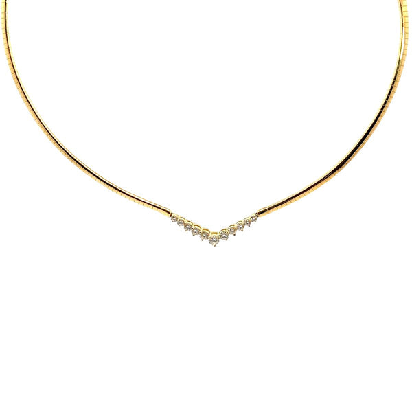 Pre-Owned Diamond "V" Omega Necklace