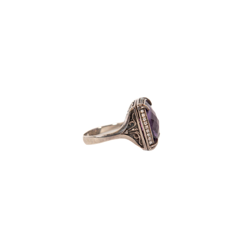 Pre-Owned Scott Kay Amethyst and Diamond Cypress Thorn Ring