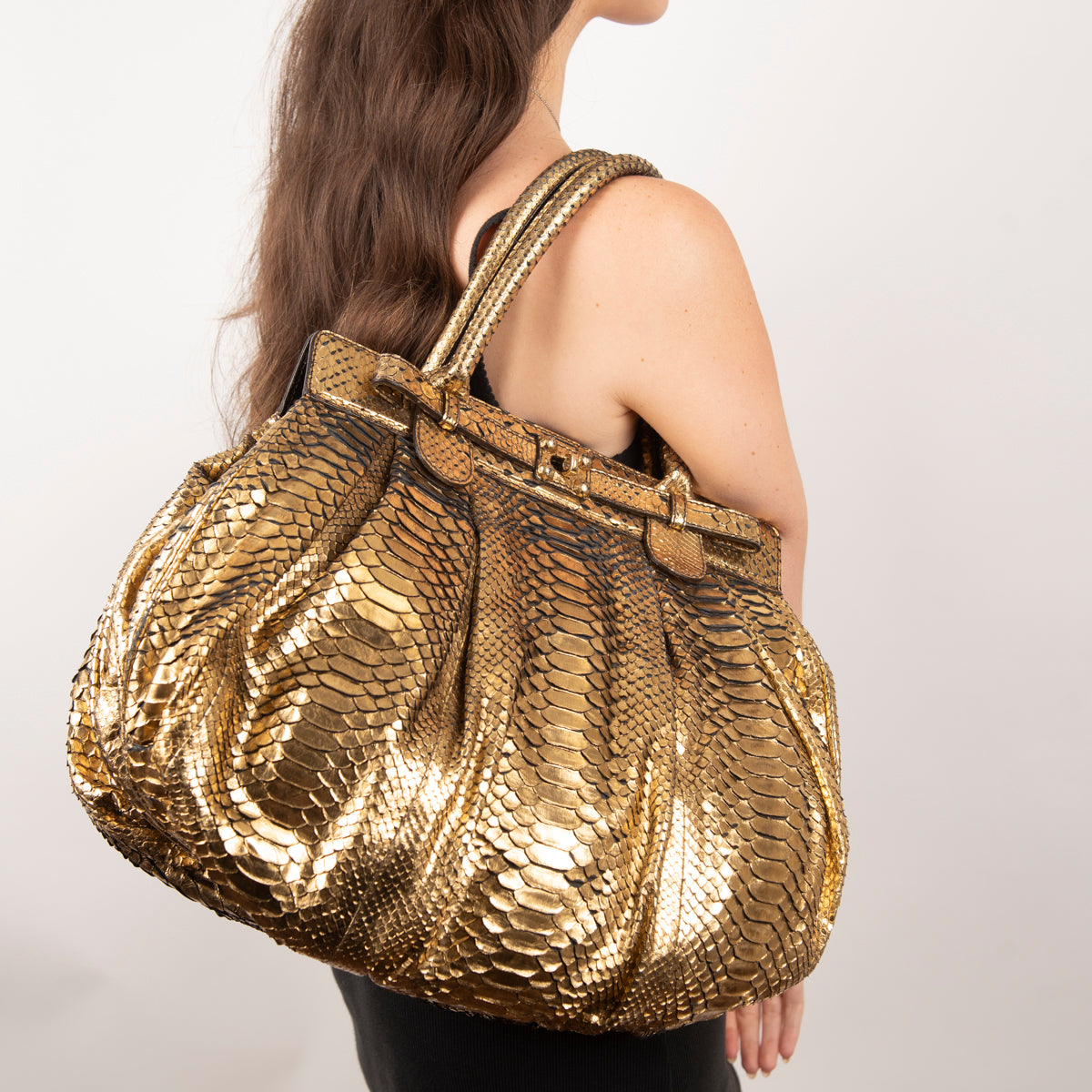 Zagliani Python Mini selling Top-Handle/Crossbody Chain Bag