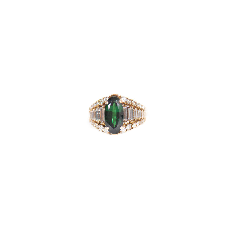 Pre-Owned Green Garnet and Diamond Ring