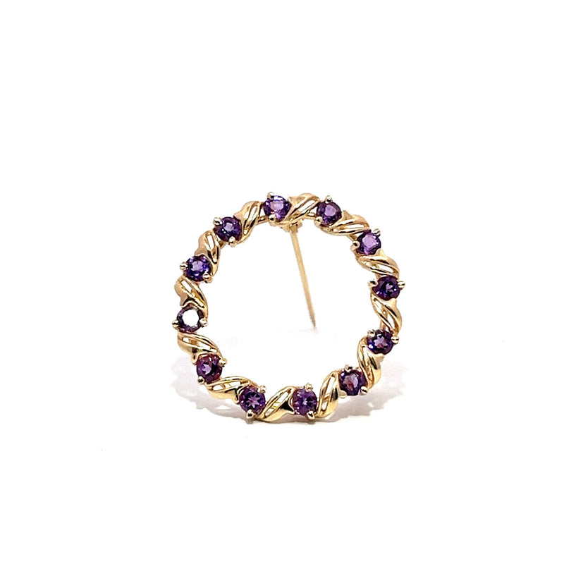 Pre-Owned Amethyst Wreath Brooch