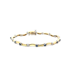 Pre-Owned Sapphire and Diamond Wavy Bracelet