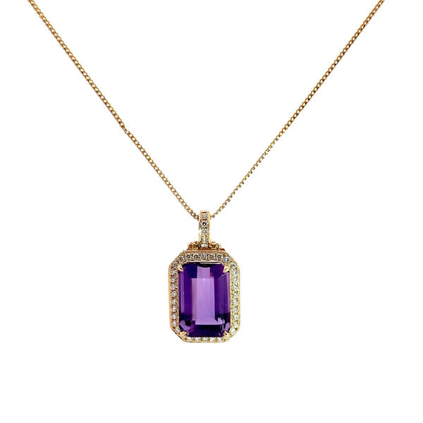 Pre-Owned Amethyst and Diamond Pendant