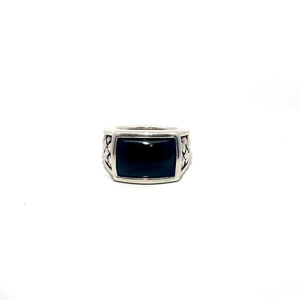 Pre-Owned Scott Kay Black Onyx Basket Weave Ring