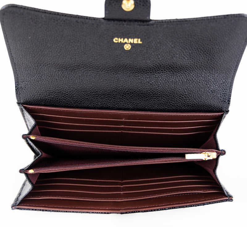 Pre-Owned Chanel Caviar Quilted Classic Flap Long Wallet