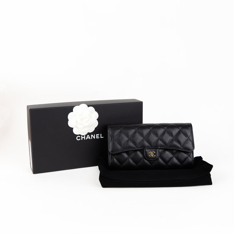 Pre-Owned Chanel Caviar Quilted Classic Flap Long Wallet