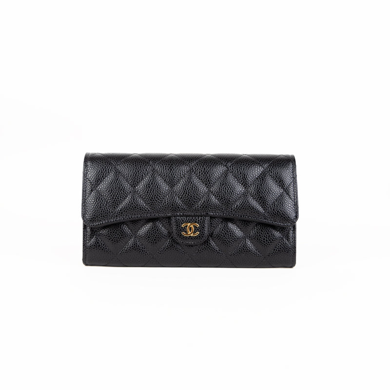 Pre-Owned Chanel Caviar Quilted Classic Flap Long Wallet