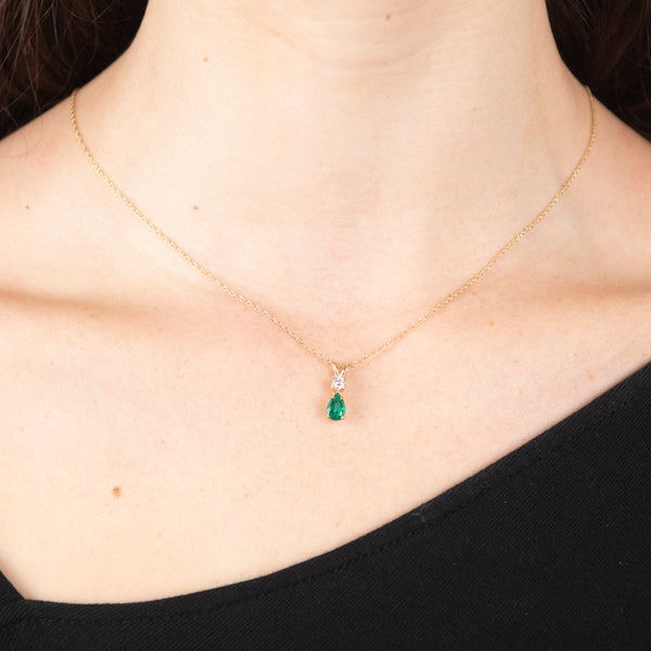 Pre-Owned Emerald and Diamond Pendant