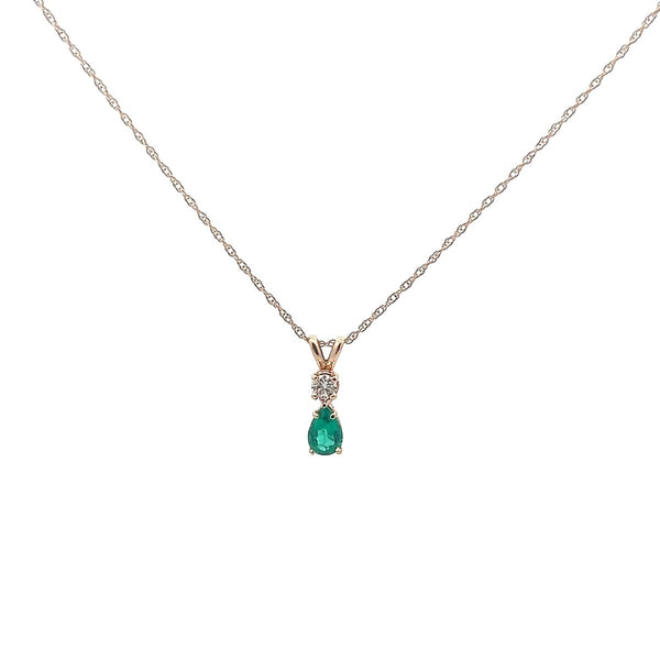 Pre-Owned Emerald and Diamond Pendant