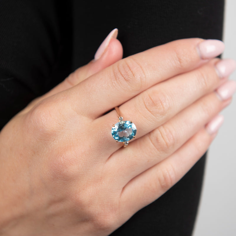 Pre-Owned Blue Topaz and Diamond Ring