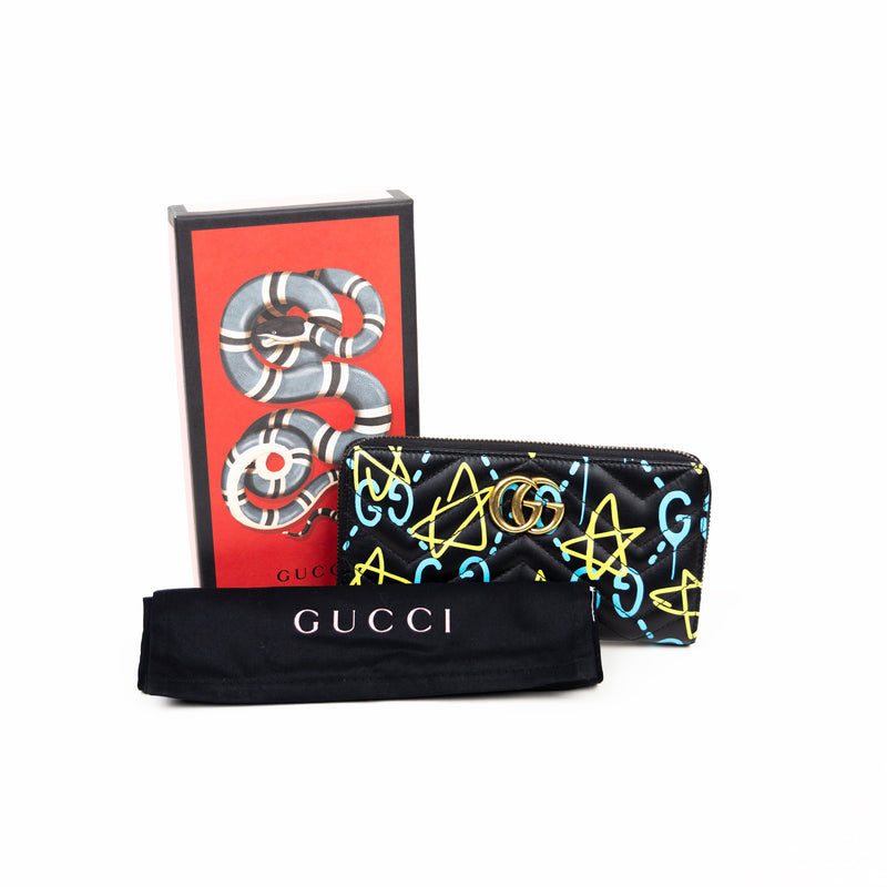 Pre-Owned Gucci GG Marmont Ghost Zip Around Wallet