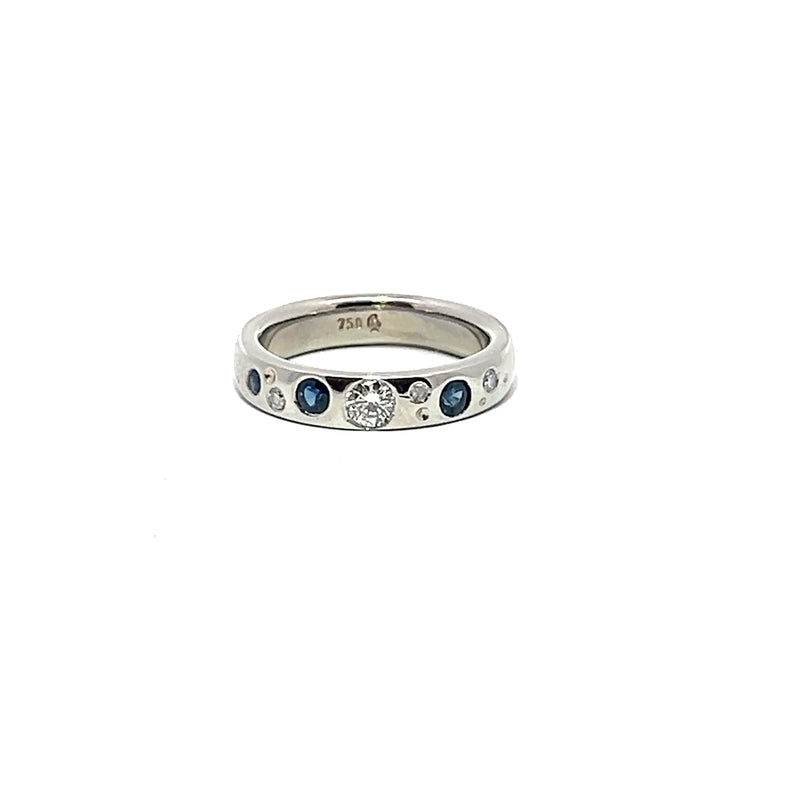 Pre-Owned Diamond and Sapphire Scatter Band