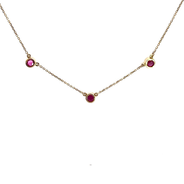 Pre-Owned Ruby Three Stone Necklace