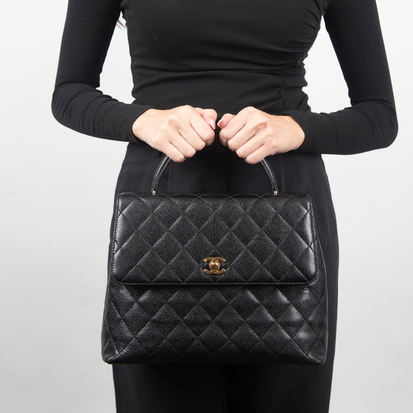 Pre-Owned Chanel Caviar Quilted Kelly Top Handle