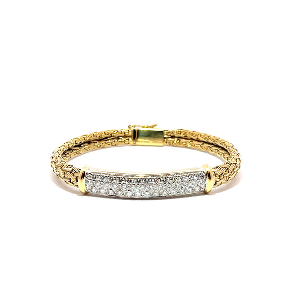 Pre-Owned Roberto Coin Diamond Pave Bar Woven Bracelet