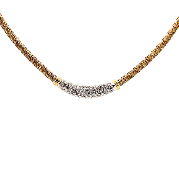 Pre-Owned Roberto Coin Diamond Pave Bar Woven Necklace