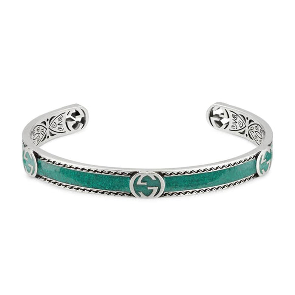 Gucci Interlocking Sterling Silver and Turquoise Bracelet