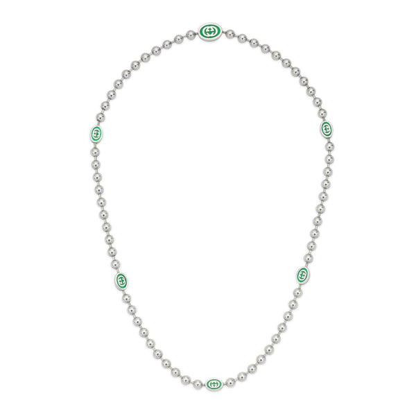 Gucci Interlocking Green Enamel Boule Necklace