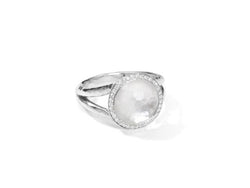 Silver Mother Of Pearl and 0.15ctw Diamond Mini Ring