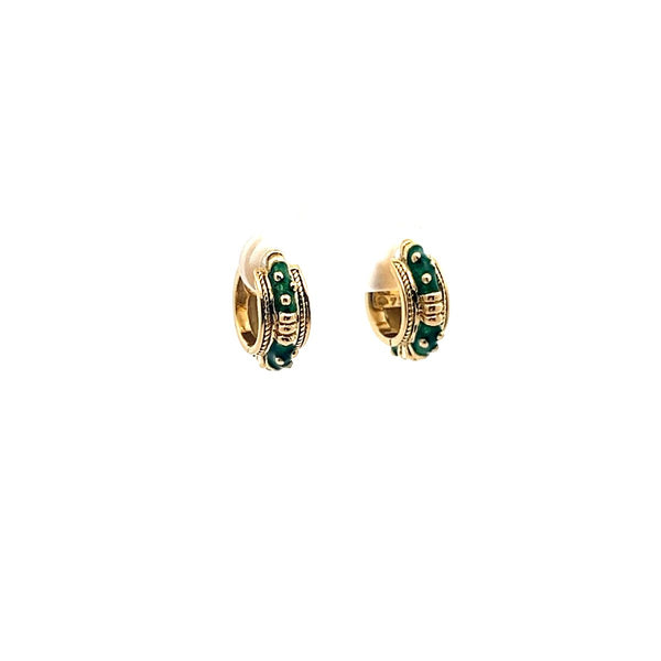 Pre-Owned Hidalgo Green Enamel Huggie Earrings