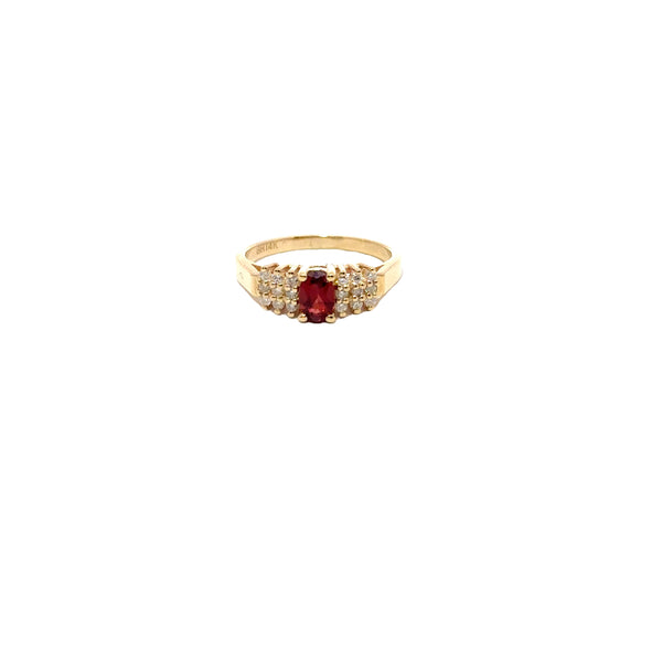 Pre-Owned Garnet and Diamond Ring