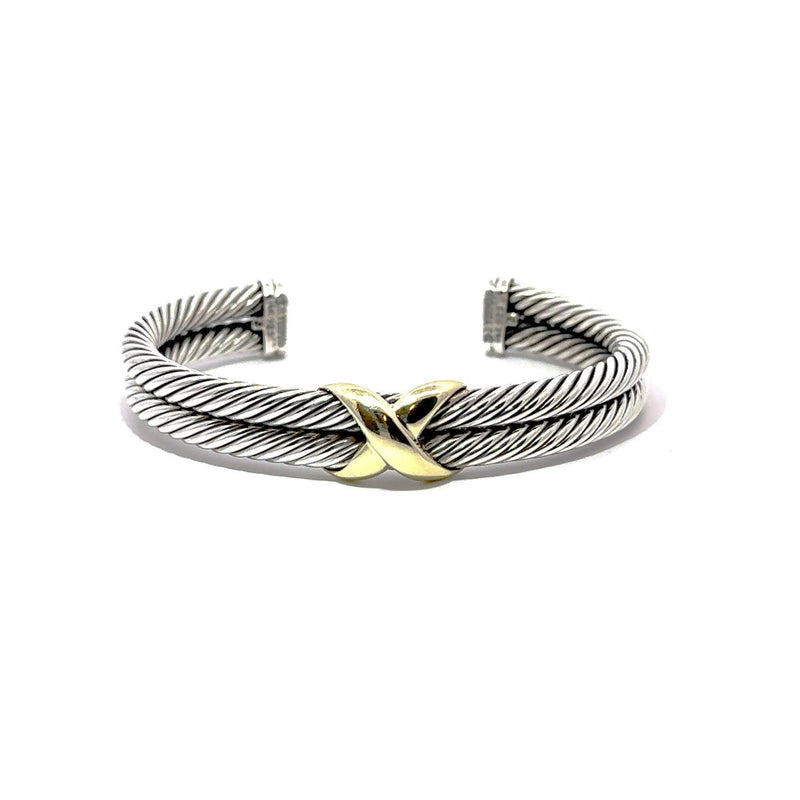 Pre-Owned David Yurman Two-Tone Double Row X Cuff