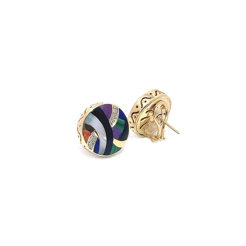 Pre-Owned Asch Grossbardt Multi-Gemstone Inlay Earrings