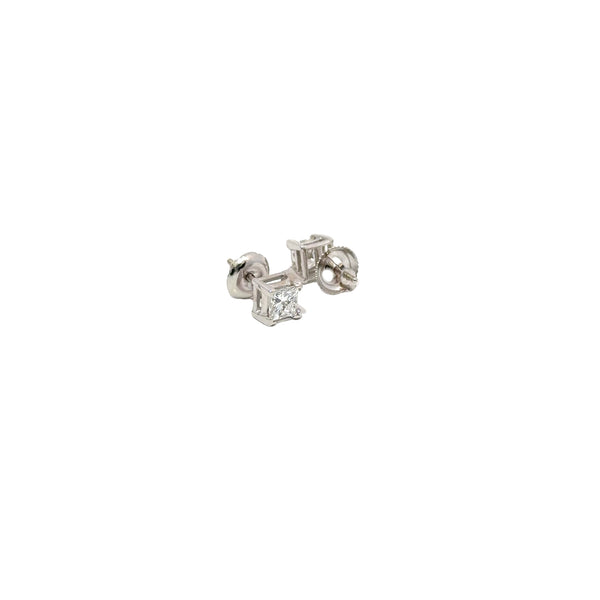 Pre-Owned Princess Cut Diamond Screwback Stud Earrings