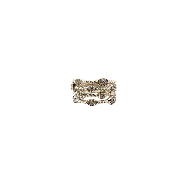 Pre-Owned David Yurman Diamond Four-Row Confetti Band