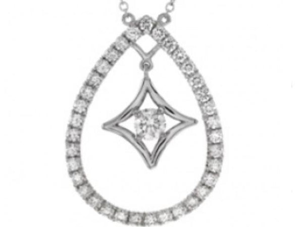 18KWG FOREVERMARK DIAMOND TEARDROP NECKLACE