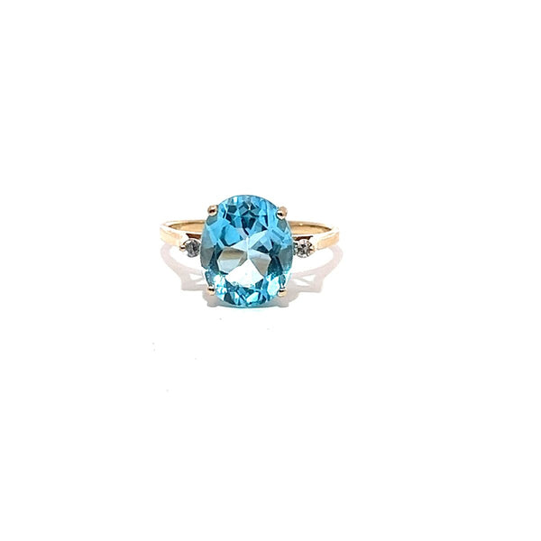 Pre-Owned Blue Topaz and Diamond Ring