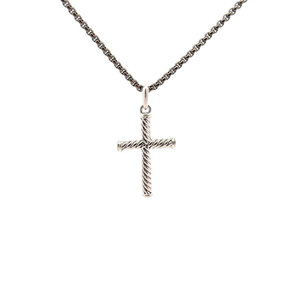 $610 SSLVR/TITAN DY 26" CABLE CROSS PENDANT