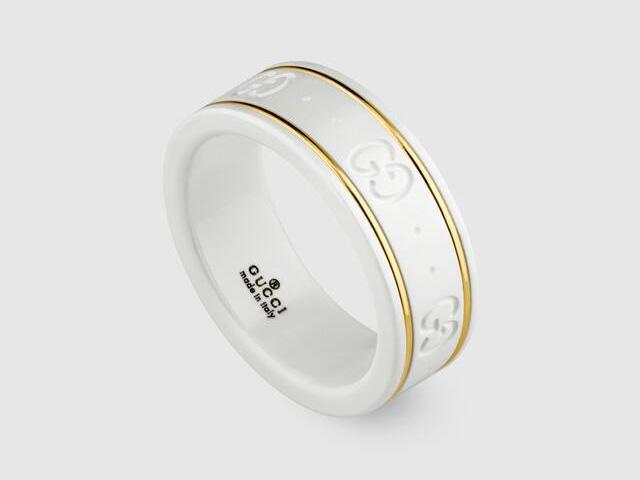 Gucci 18K Yellow Gold & White Zirconia Icon Band Ring