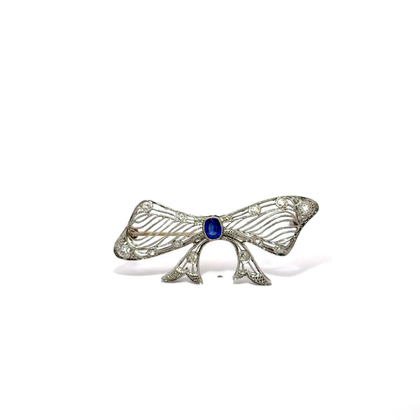 Pre-Owned Sapphire and Diamond Bow Brooch