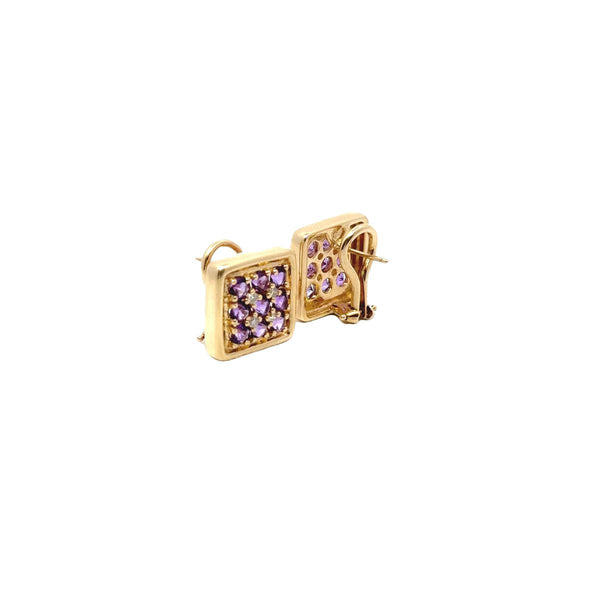 Pre-Owned Amethyst and Diamond Square Earrings