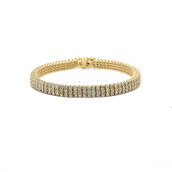 Pre-Owned 3-Row Round Brilliant Diamond Tennis Bracelet