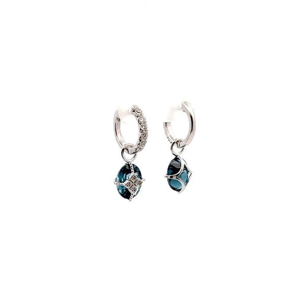 Pre-Owned Jude Frances Blue Topaz Diamond Lisse Earrings