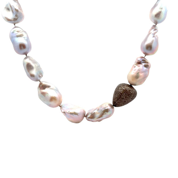 Pre-Owned Nina Gilin Baroque Pearl and Diamond Necklace