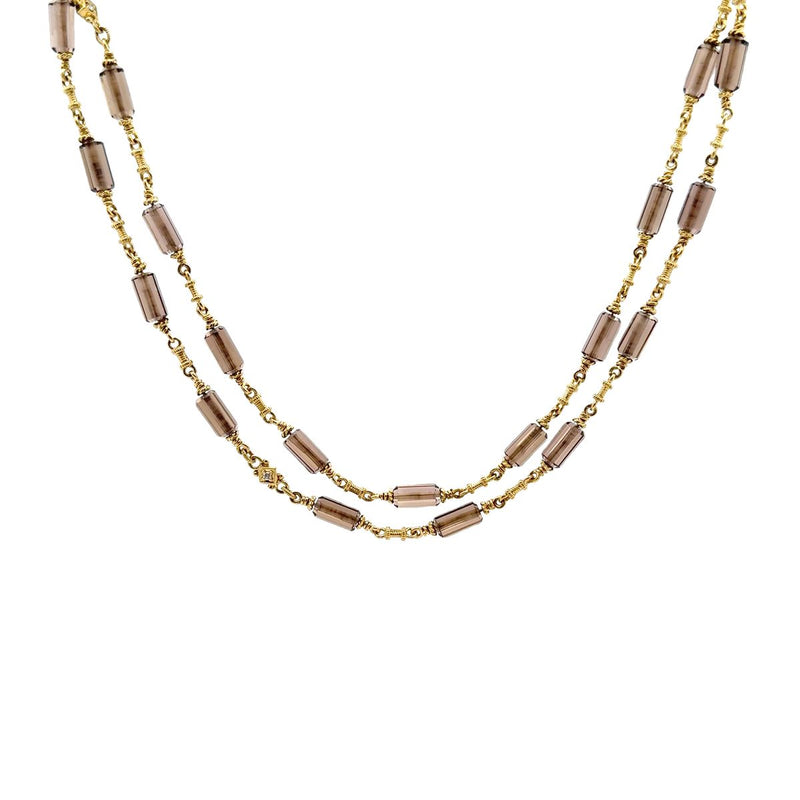 Pre-Owned Judith Ripka Long Smoky Quartz and Diamond Necklace