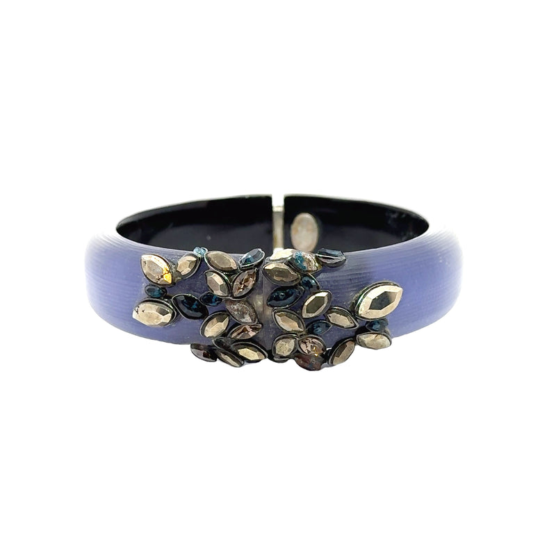 Pre-Owned Alexis Bittar Blue Lucite and Crystal Hinged Bangle