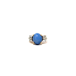 Pre-Owned Blue Synthetic Star Sapphire and Diamond Ring