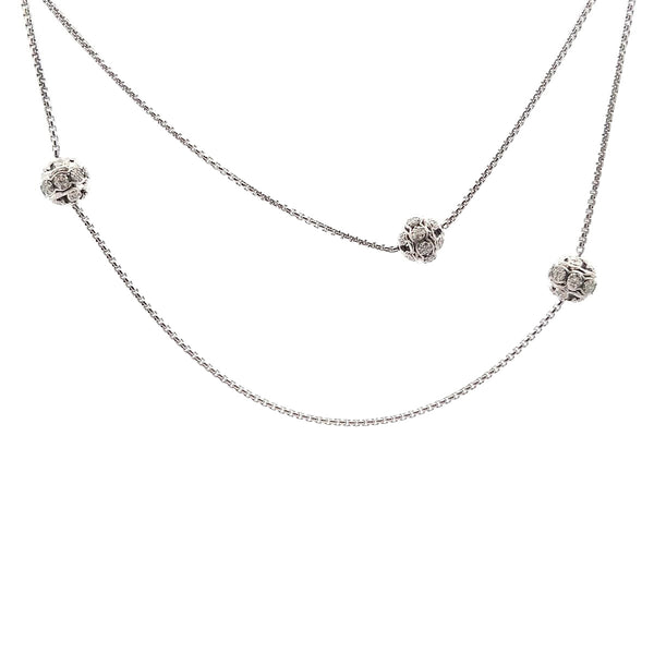 David Yurman Diamond Pave Carved Ball Station Necklace