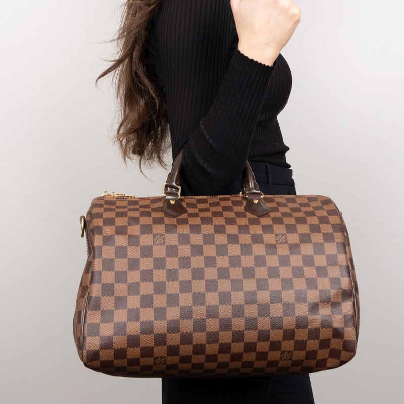 Pre-Owned Louis Vuitton Damier Ebene Speedy Bandouliere 35